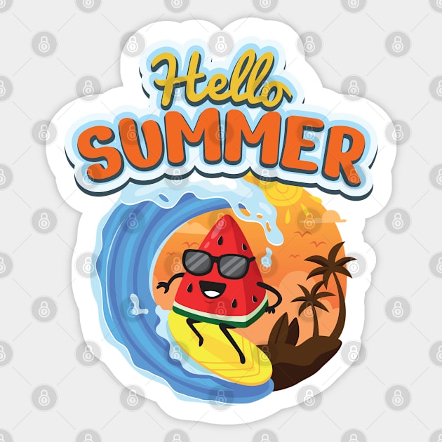 Hello Summer Beach Vacation Sticker by Scott Richards